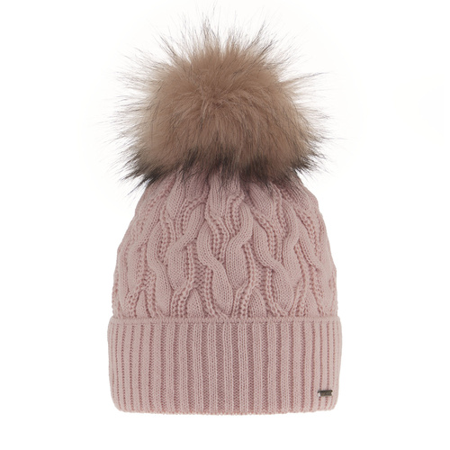 Dam vintermössa, rosa, med pompom, Deva