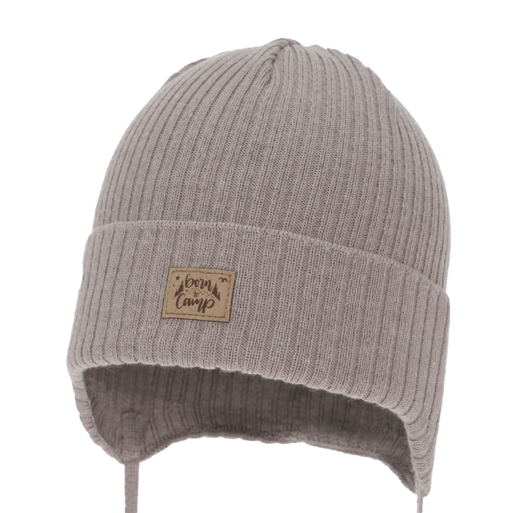 Pojke höst/vår mössa, beige, med knytband, med bomull, Fenris