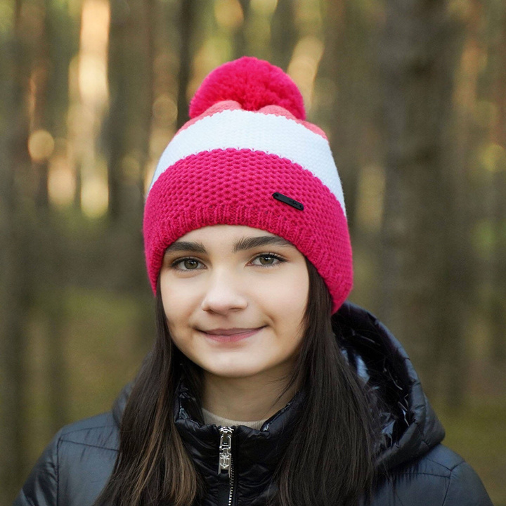 Flicka vintermössa, rosa, med pompom, Naruto