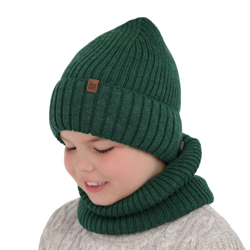 Pojke vinter set: mössa och tubhalsduk, camel, fodrad med fleece, Metis
