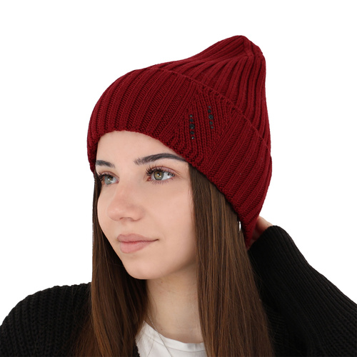 Dam vintermössa, lila, 100% Merino Ull, Ariga