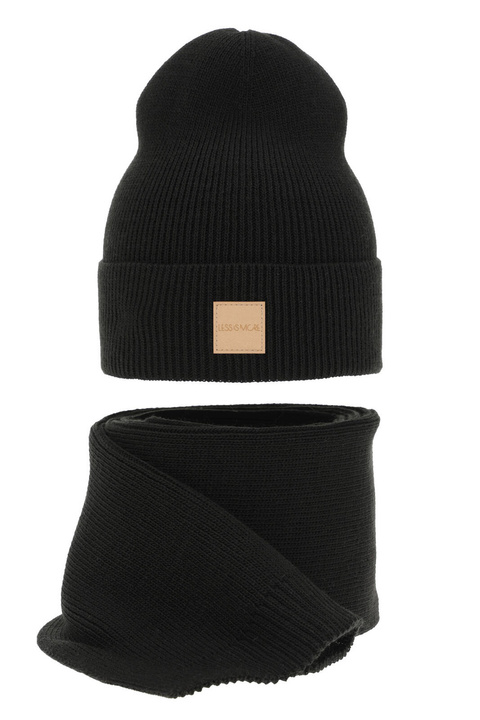 Dam vinter set: mössa och halsduk, svart, Nathalie