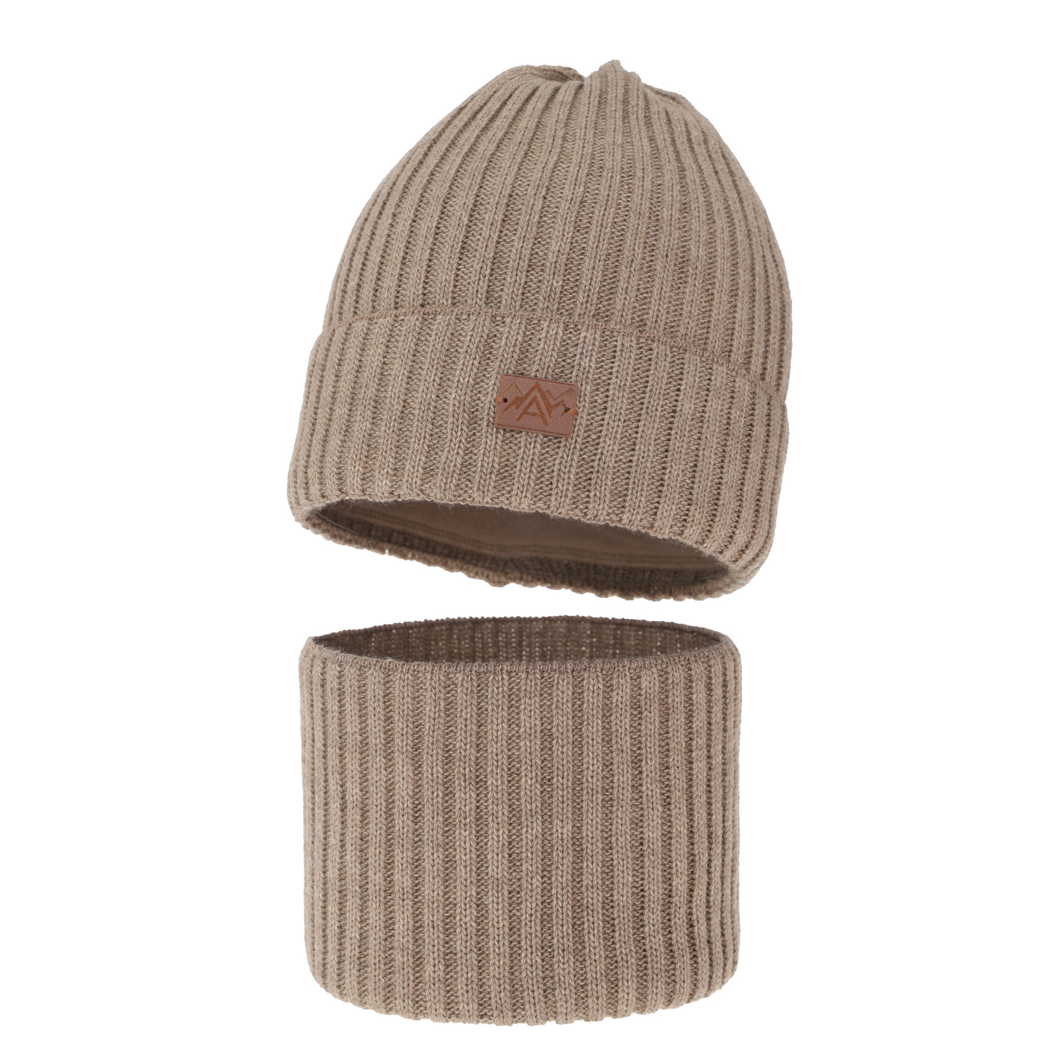 Pojke vinter set: mössa och tubhalsduk, beige, Fargo
