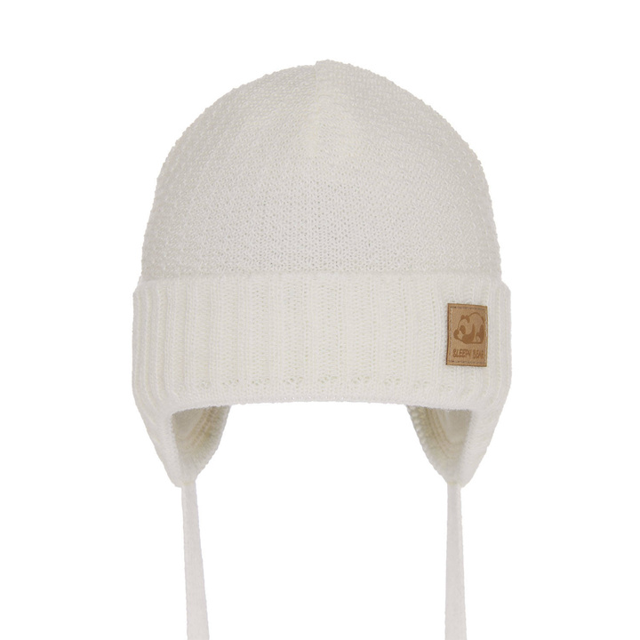 Pojke höst/vår mössa, creme, med knytband, Todi