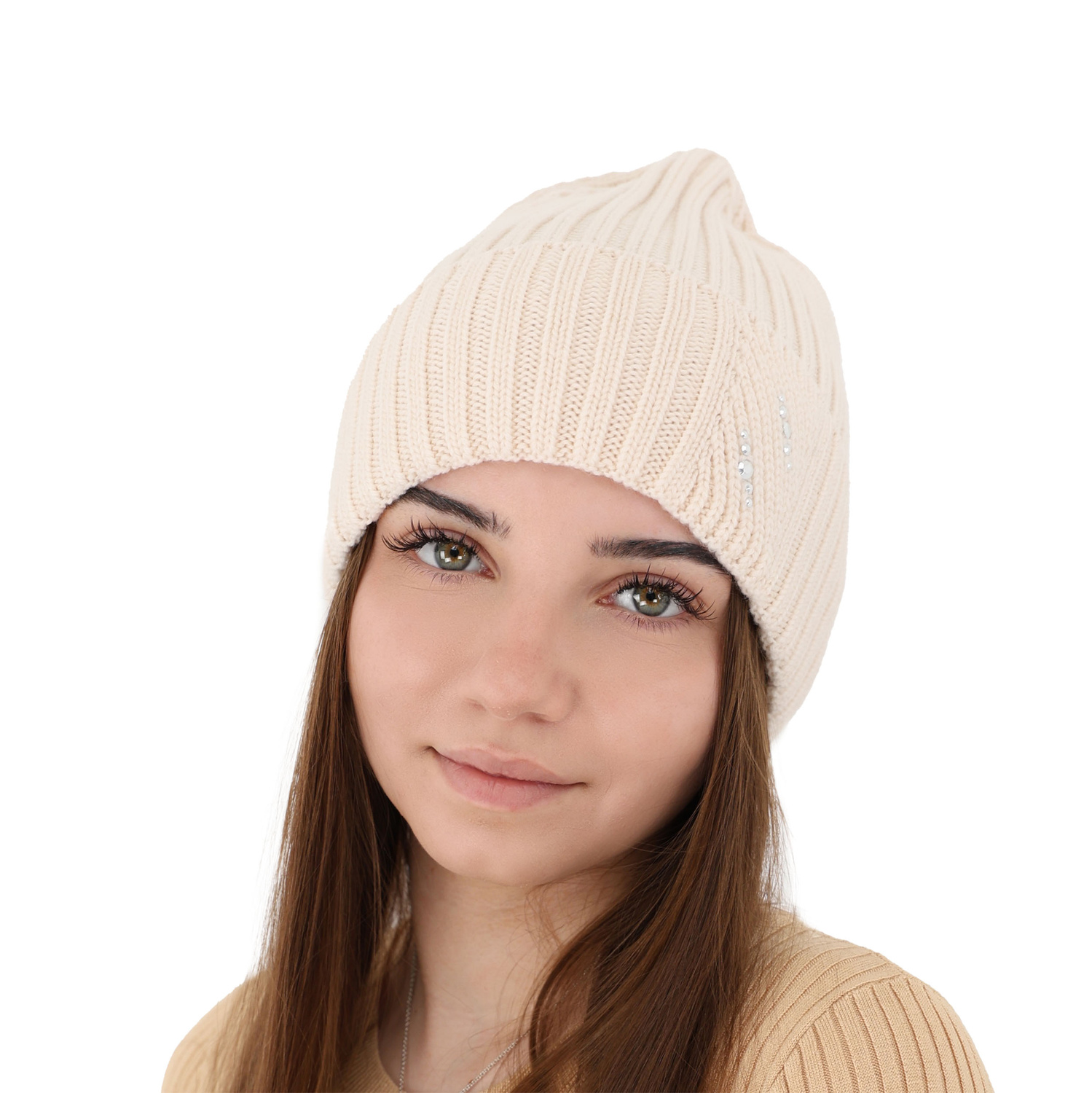 Dam vintermössa, lila, 100% Merino Ull, Ariga