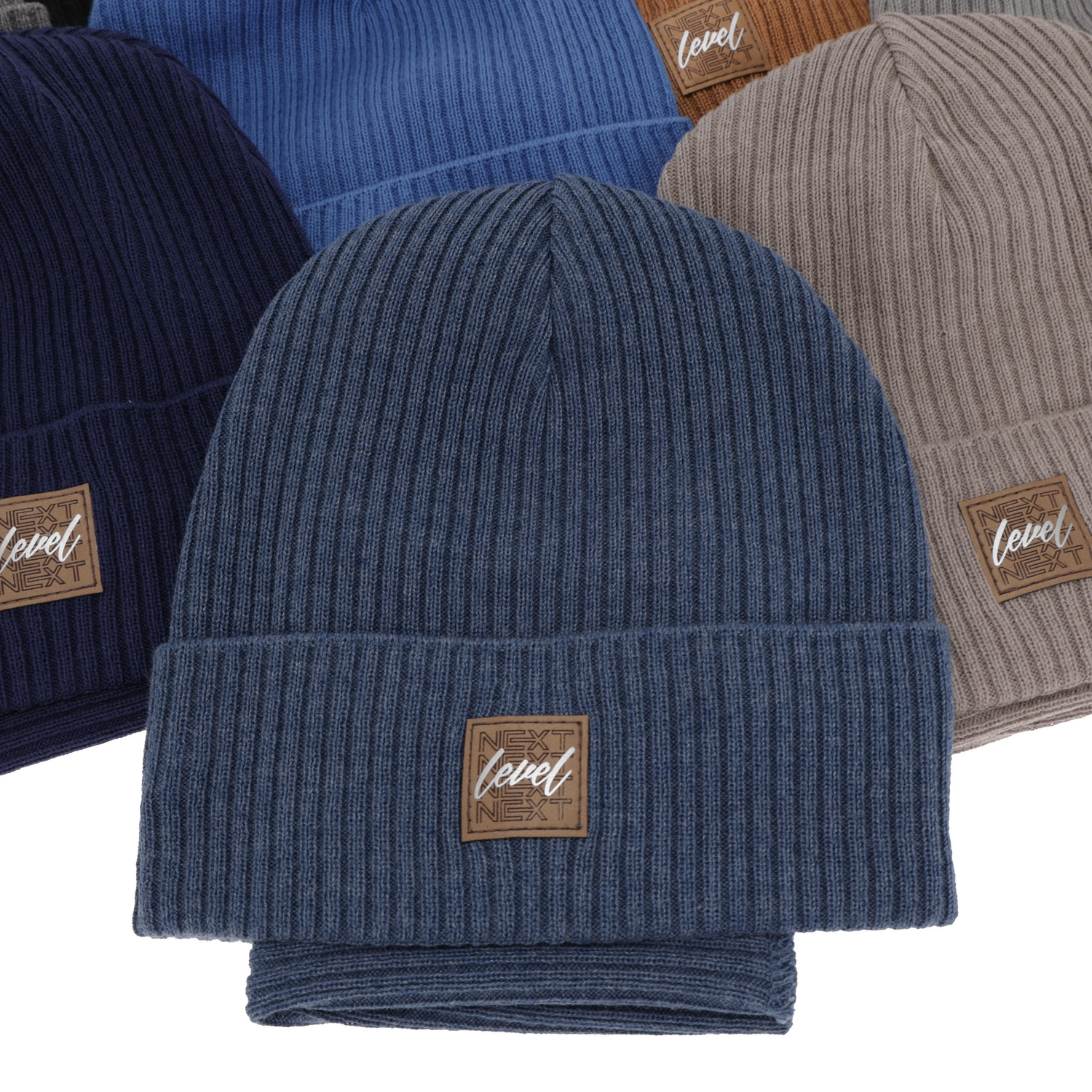 Pojke höst/vår set: mössa och tubhalsduk, blå, med bomull, Fenix