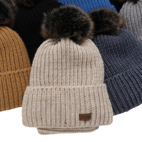 Pojke vinter set: mössa och halsduk, camel, med pompom, Wonder