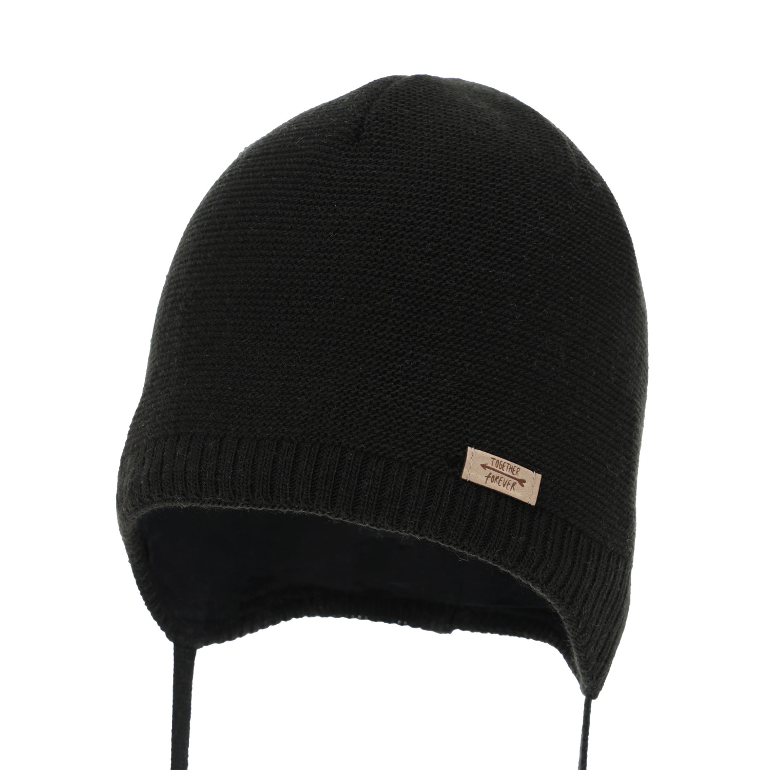 Flicka höst/vår mössa, svart, med knytband, Svenja