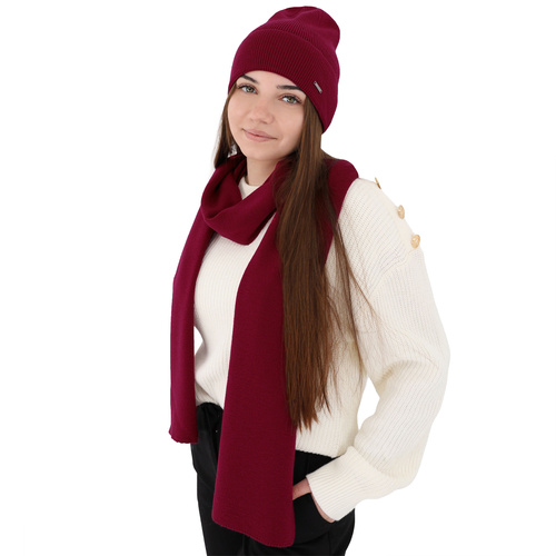 Dam vinter set: mössa och halsduk, beige, 100% Merino Ull, Melpomena