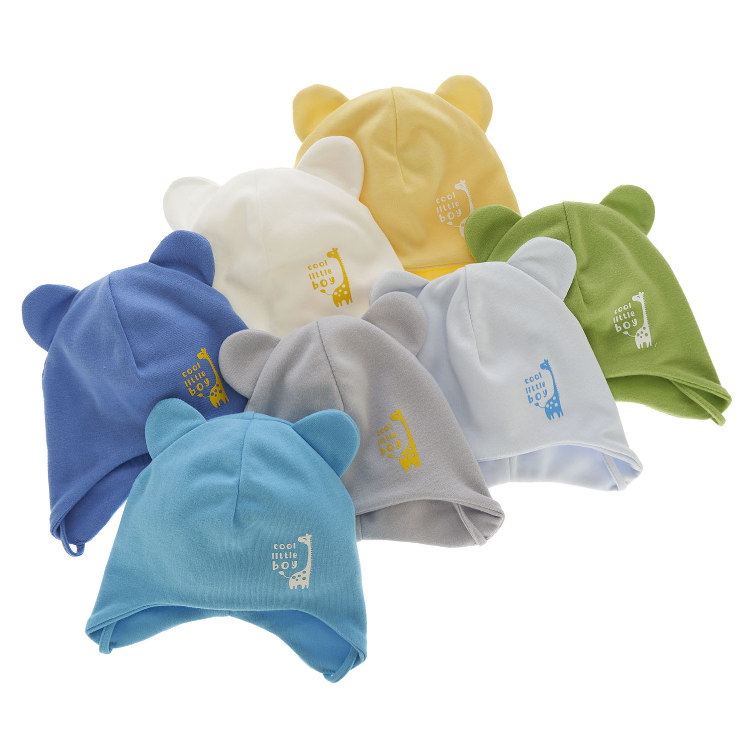 Pojke höst/vår mössa, creme, med knytband, Figo