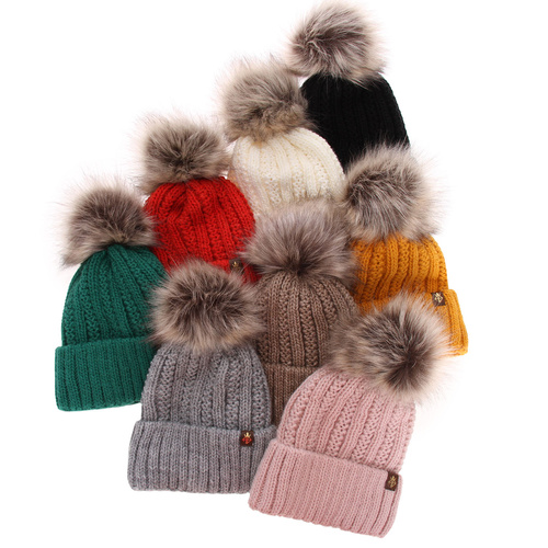 Dam vintermössa, grå, med pompom, Rene