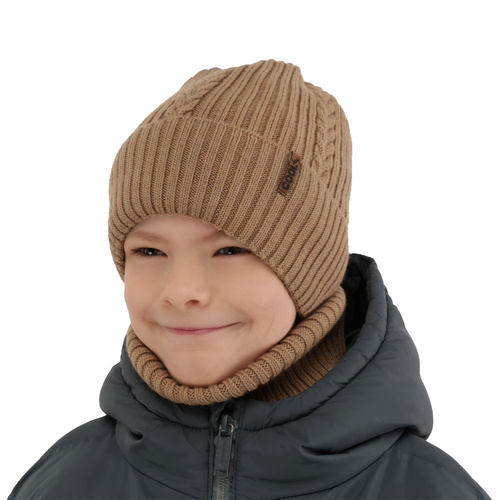 Pojke vinter set: mössa och halsduk, bordeaux, 100% Merino Ull, Wilson