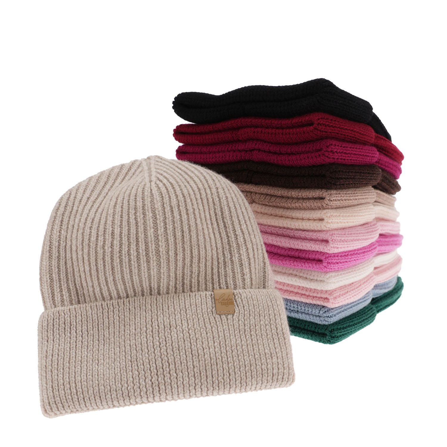 Dam vintermössa, vit, 100% Merino Ull, Isla