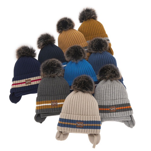 Pojke vinter set: mössa och halsduk, blå, med pompom, Echo