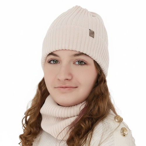 Flicka vinter set: mössa och halsduk, rosa, 100% Merino Ull, Patricia