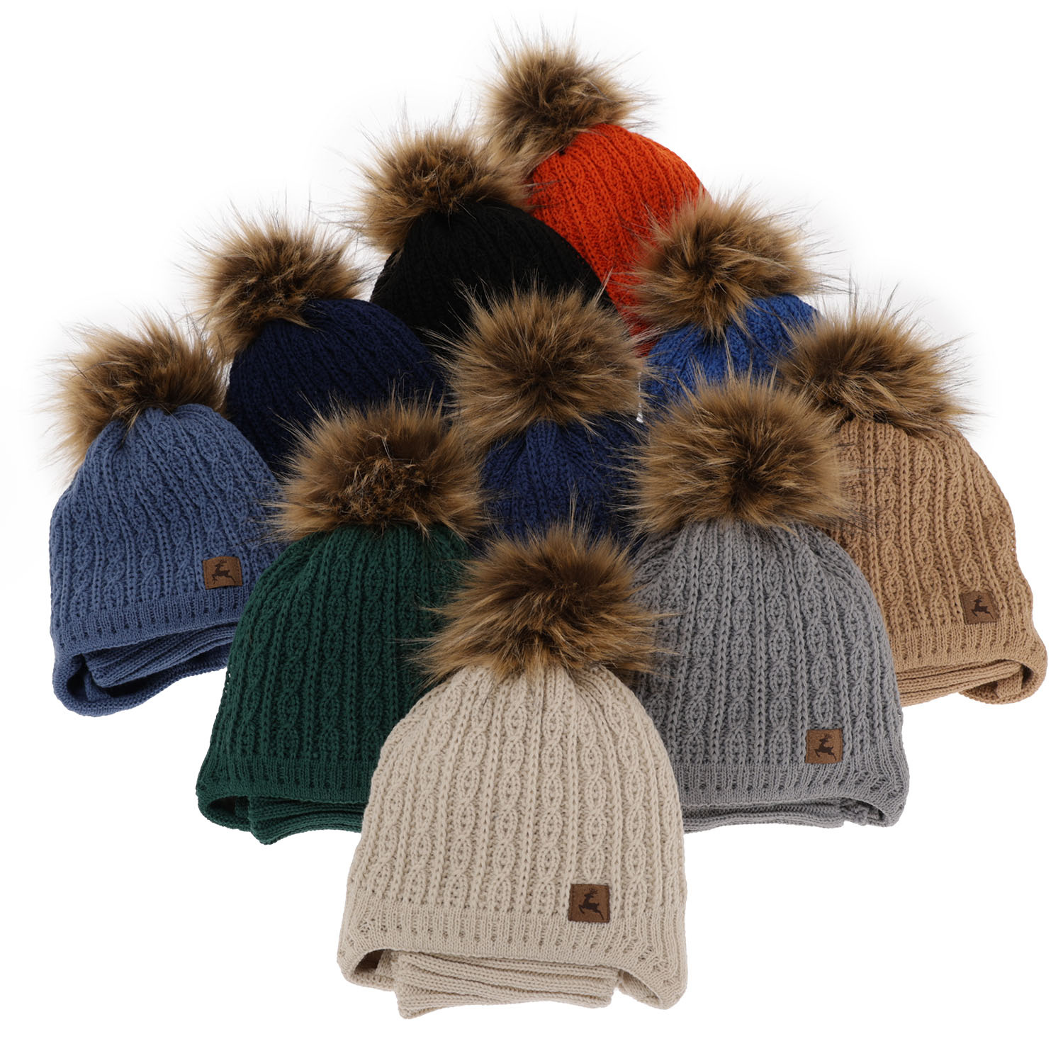 Pojke vinter set: mössa och halsduk, blå, med pompom, knuten, Pago