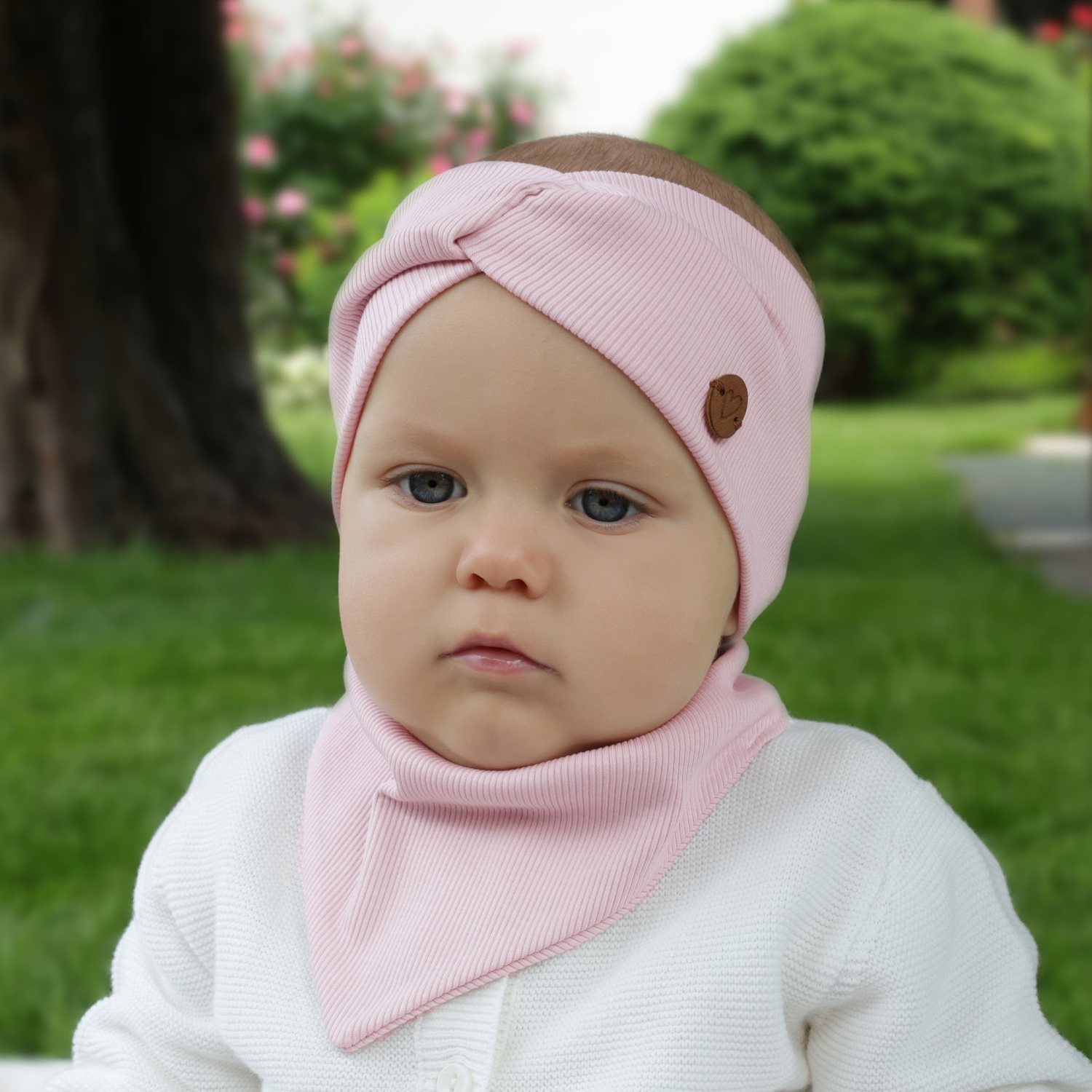 Flicka höst/vår pannband, vit, bomull, Kasjana