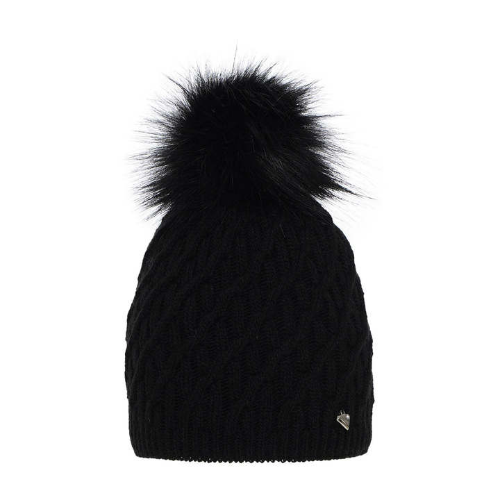 Dam vintermössa, svart, med pompom, Kaskada