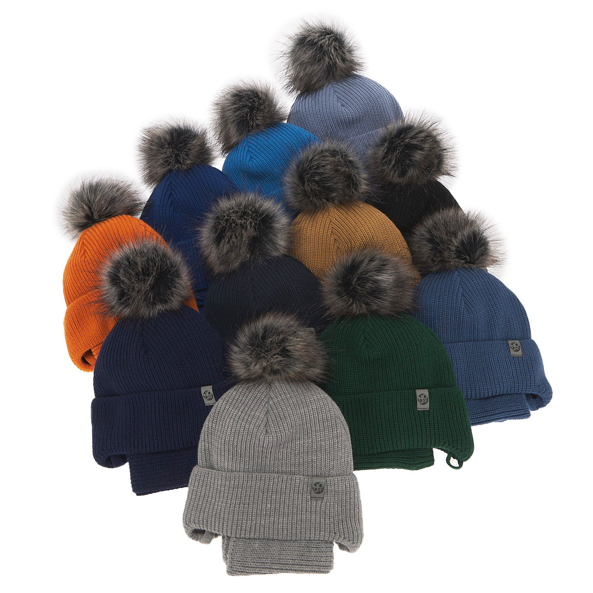 Pojke vinter set: mössa och halsduk, grå, med pompom, wiązany, Honed