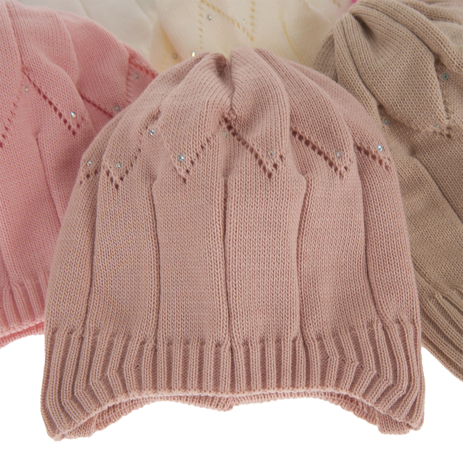 Flicka höst/vår mössa, beige, med knytband, Mercja