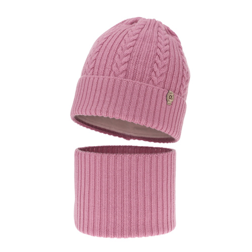 Flicka vinter set: mössa och tubhalsduk, lila, 100% Merino Ull, Jenny