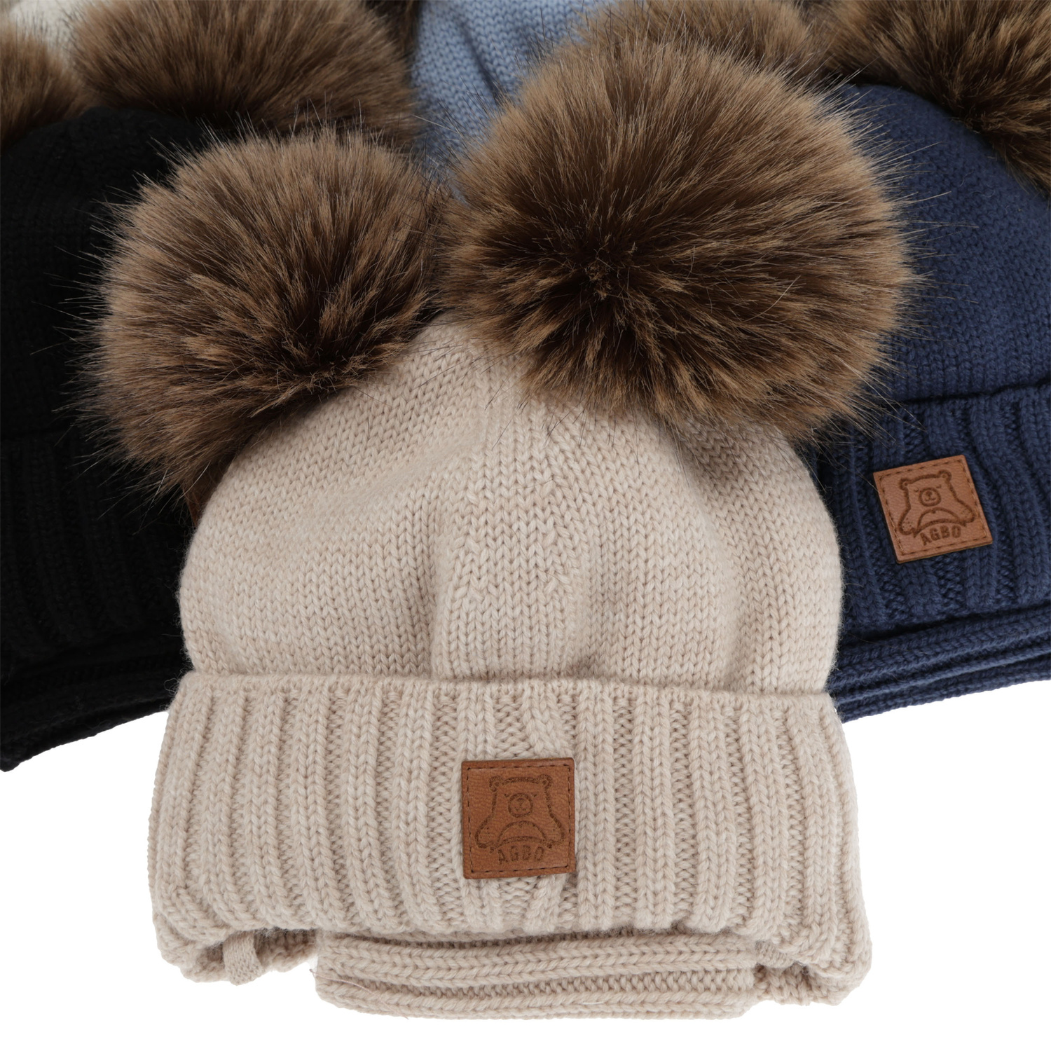 Pojke mössa och tubscarf, vinter set, krämfärgad, 100% merinull, fodrad med ullfleece, Ronik
