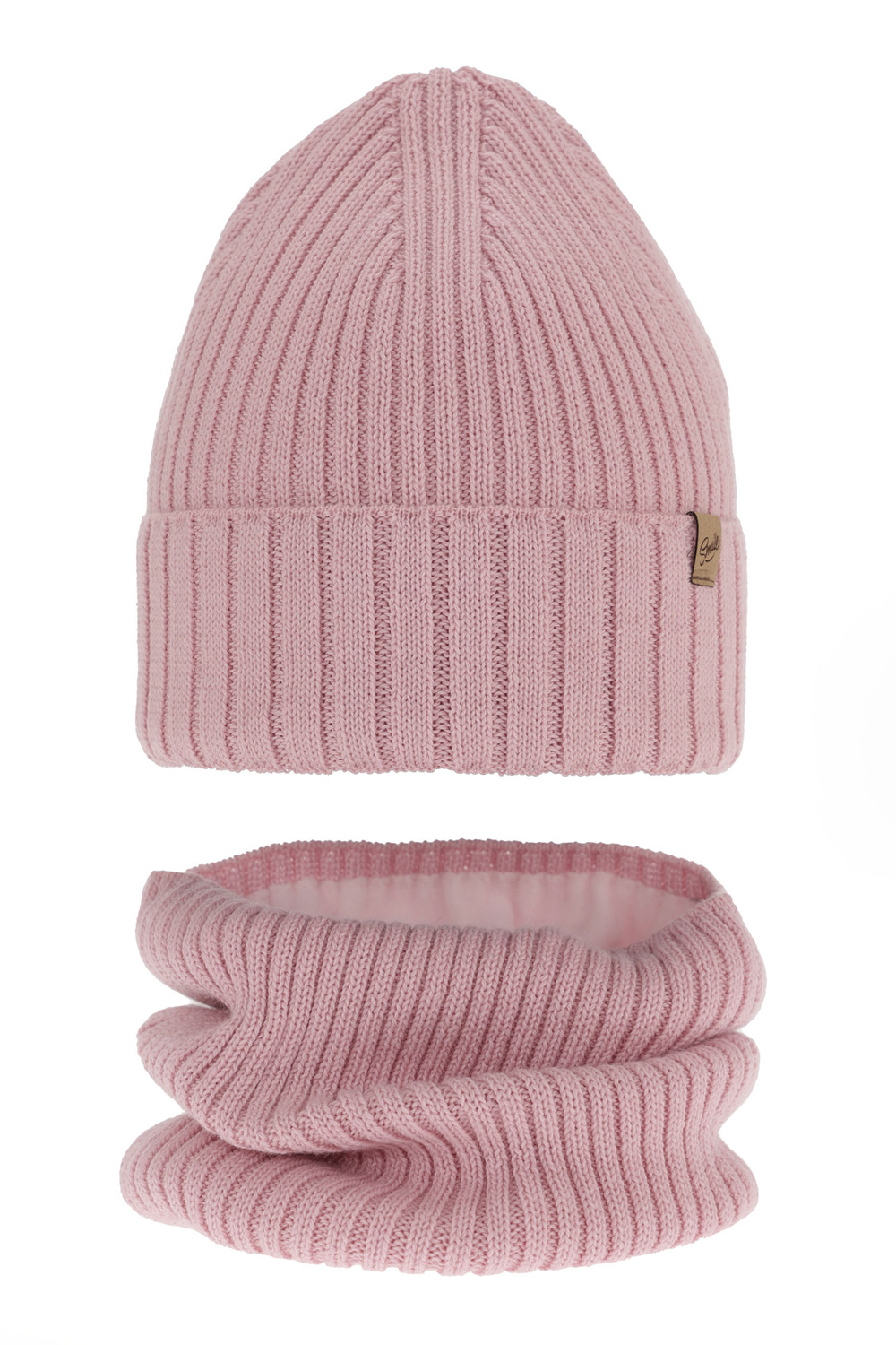 Flicka vinter set: mössa och halsduk, rosa, med merinull, Mesalia
