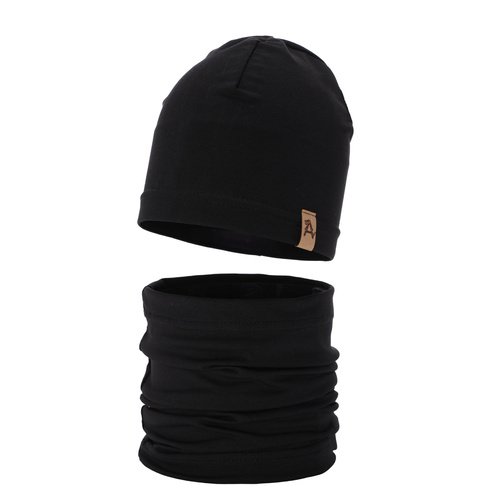 Pojke höst/vår set: mössa och tubhalsduk, svart, Griffin