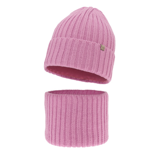 Flicka vinter set: mössa och tubhalsduk, rosa, Mitti