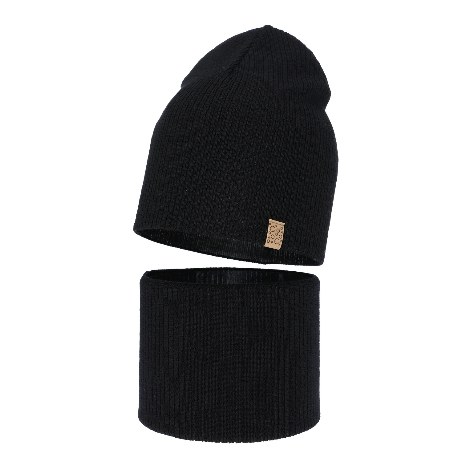 Flicka höst/vår set: mössa och halsduk, vit, 100% Merino Ull, Ricona