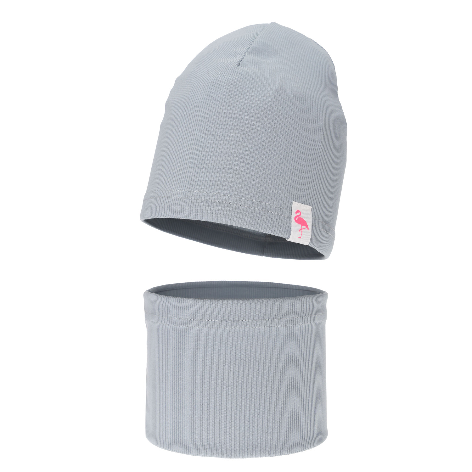 Flicka höst/vår set: mössa och halsduk, grå, bomull, Rumilla