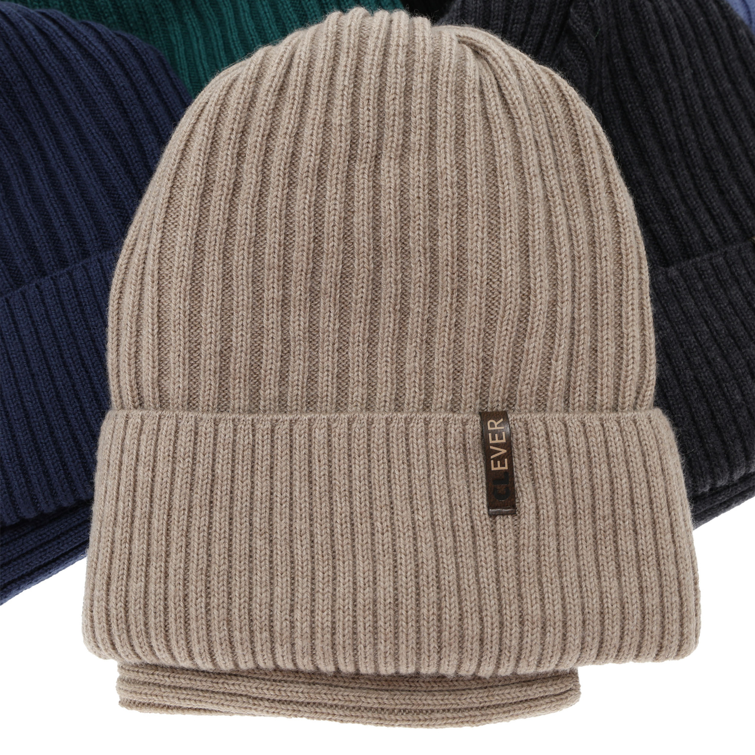 Pojke vinter set: mössa och tubhalsduk, blå mörk, 100% Merino Ull, Gizmo