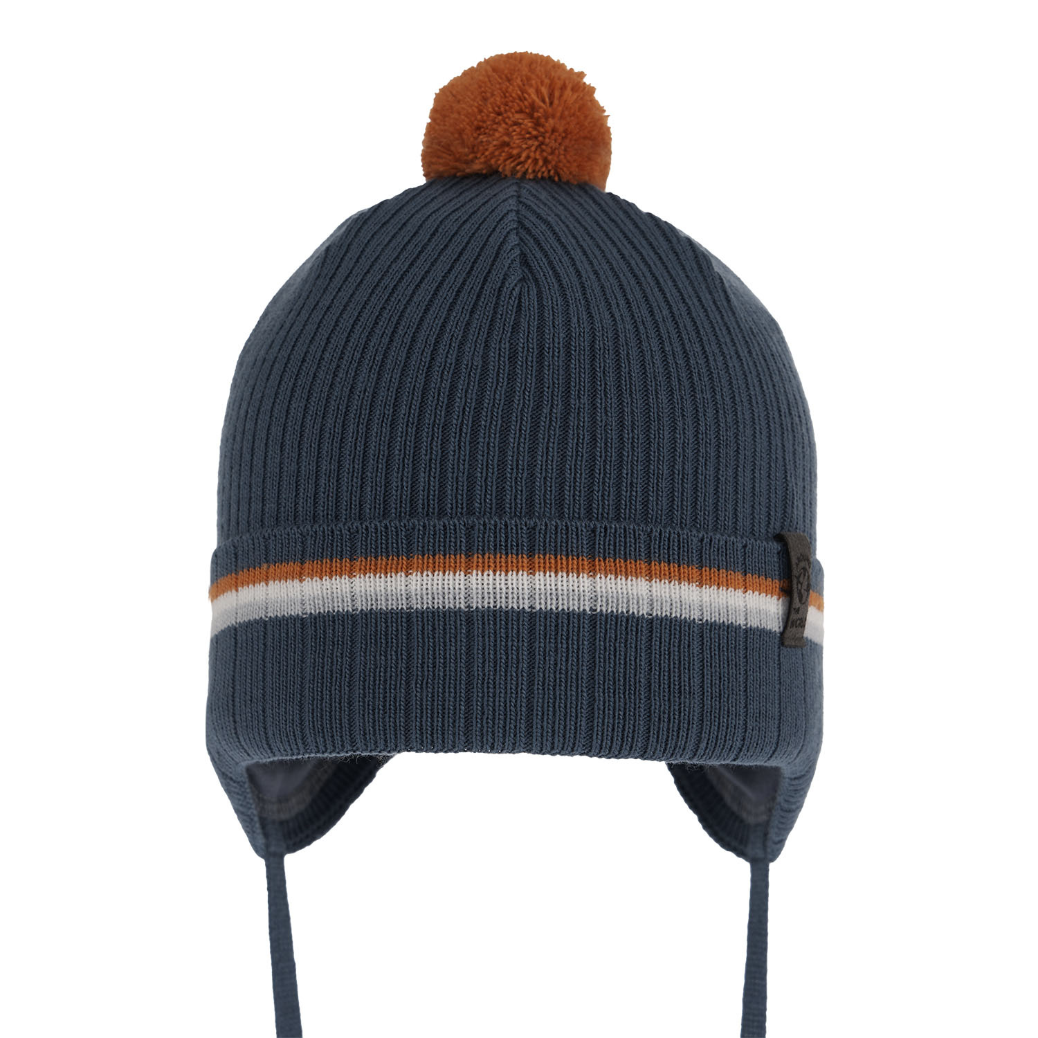 Pojke höst/vår mössa, blå, med knytband, med pompom, Vesper