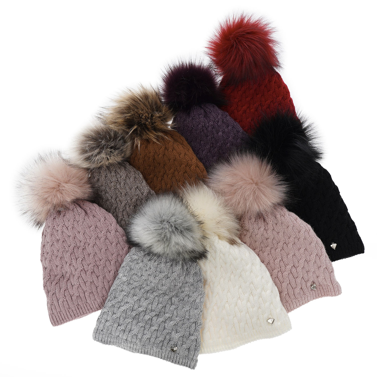 Dam vintermössa, camel, med pompom, Kaskada