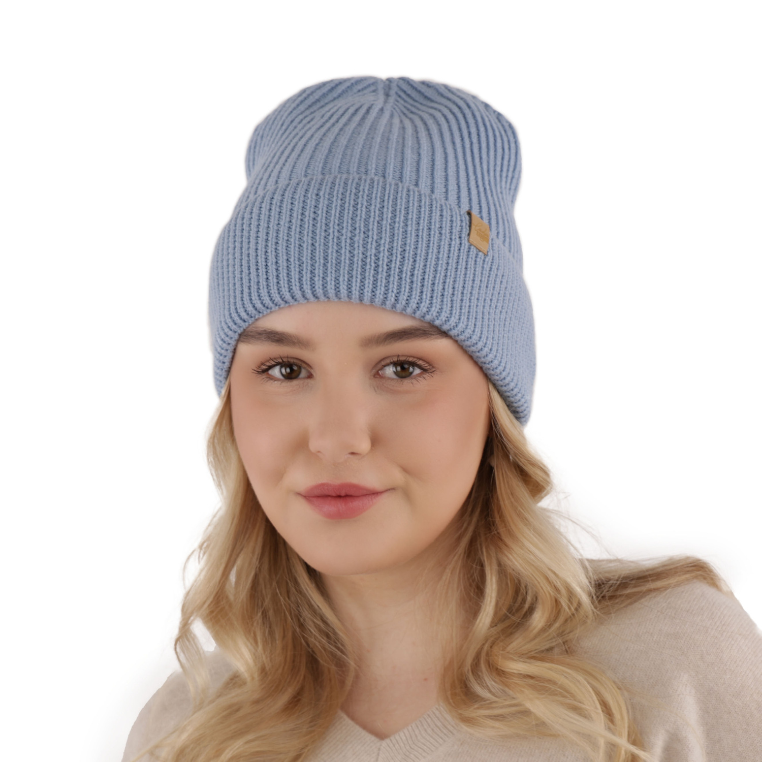 Dam vintermössa, vit, 100% Merino Ull, Isla