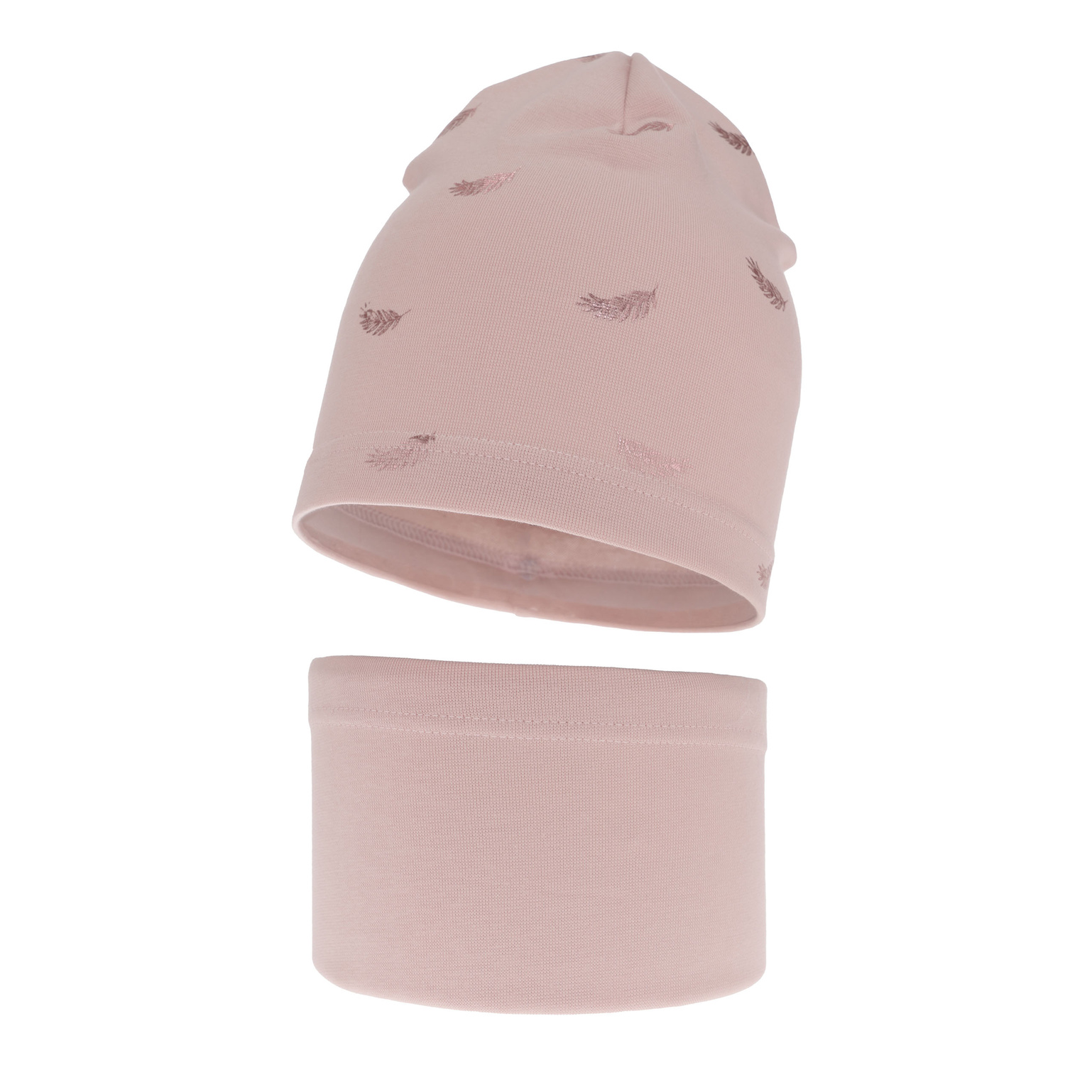Flicka höst/vår set: mössa och halsduk, rosa, fodrad med bomull, Florena