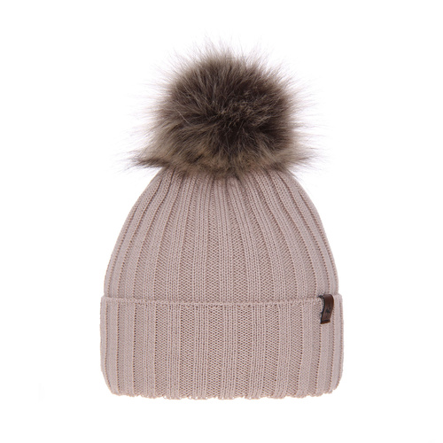 Dam vintermössa, beige, med merinull, Texa