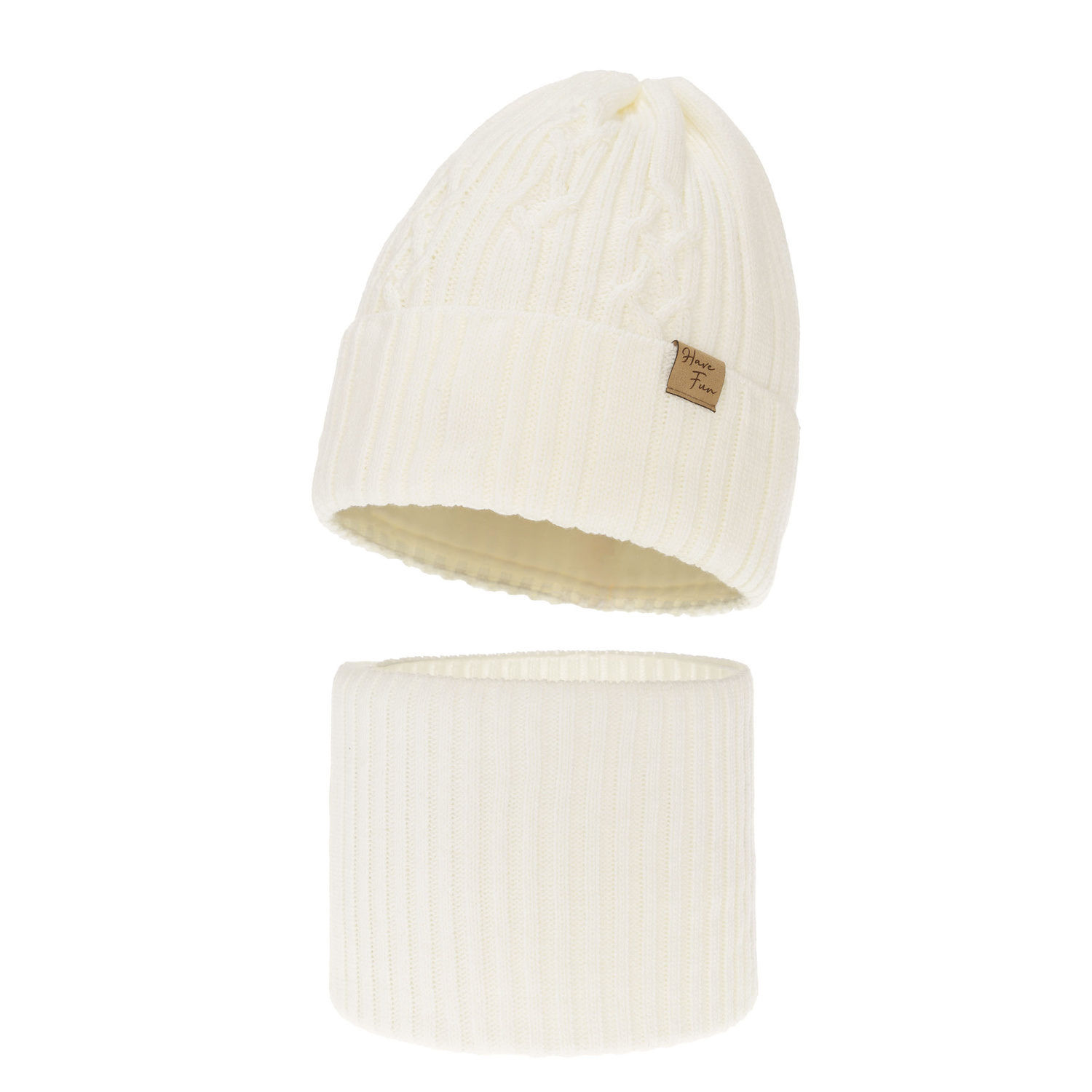 Flicka vinter set: mössa och tubhalsduk, creme, Rema