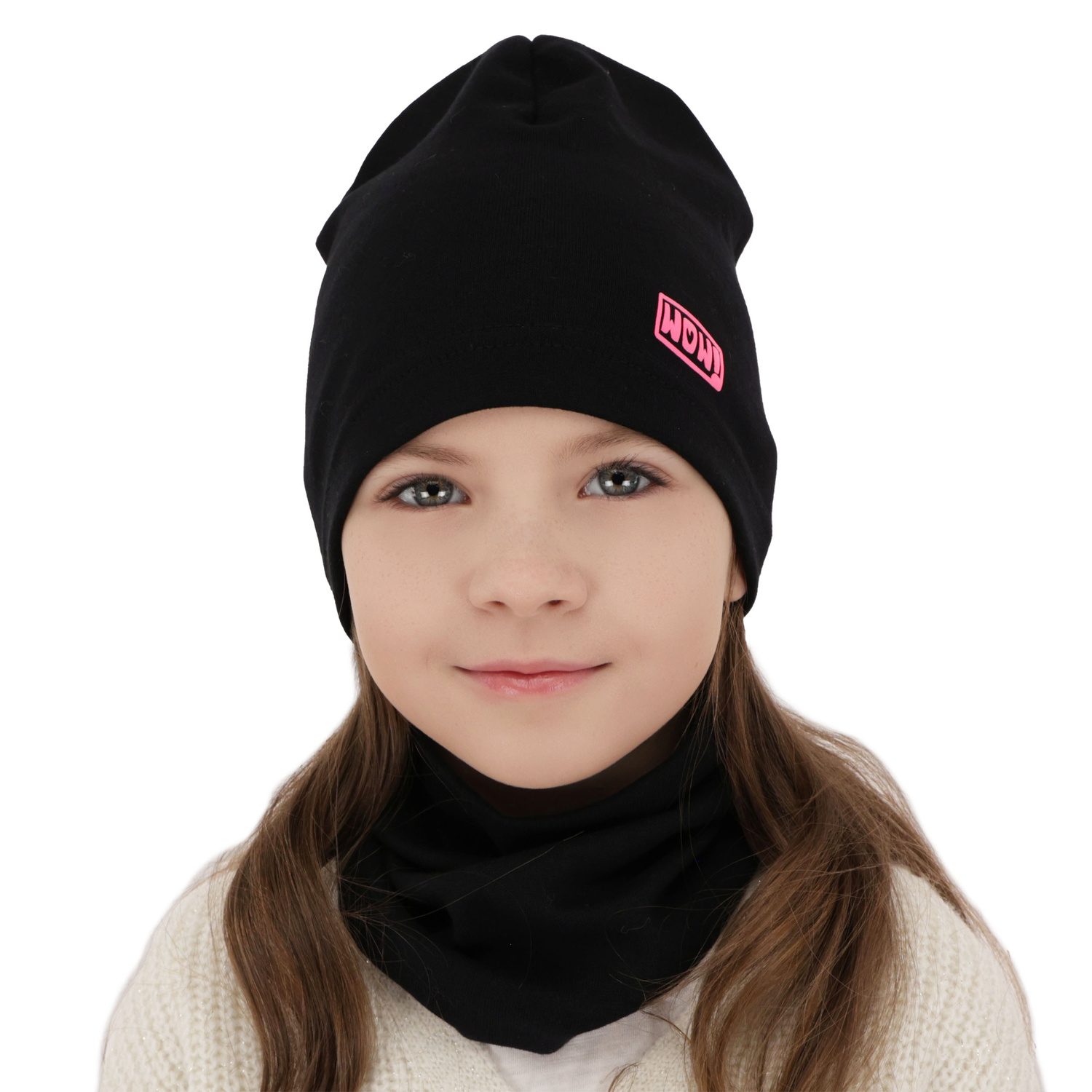 Flicka höst/vår set: mössa och tubhalsduk, lila, fodrad med bomull, Friza