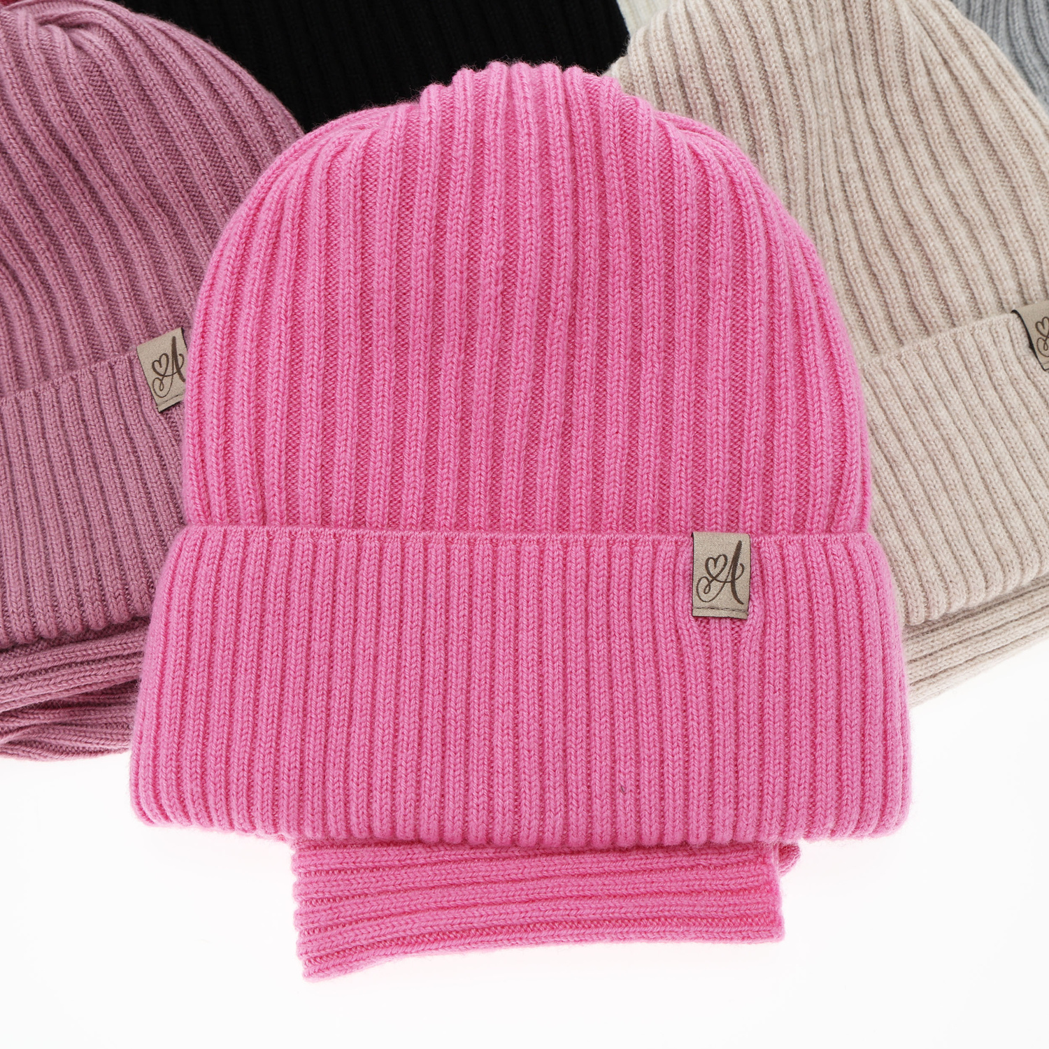 Flicka vinter set: mössa och halsduk, vit, 100% Merino Ull, Patricia