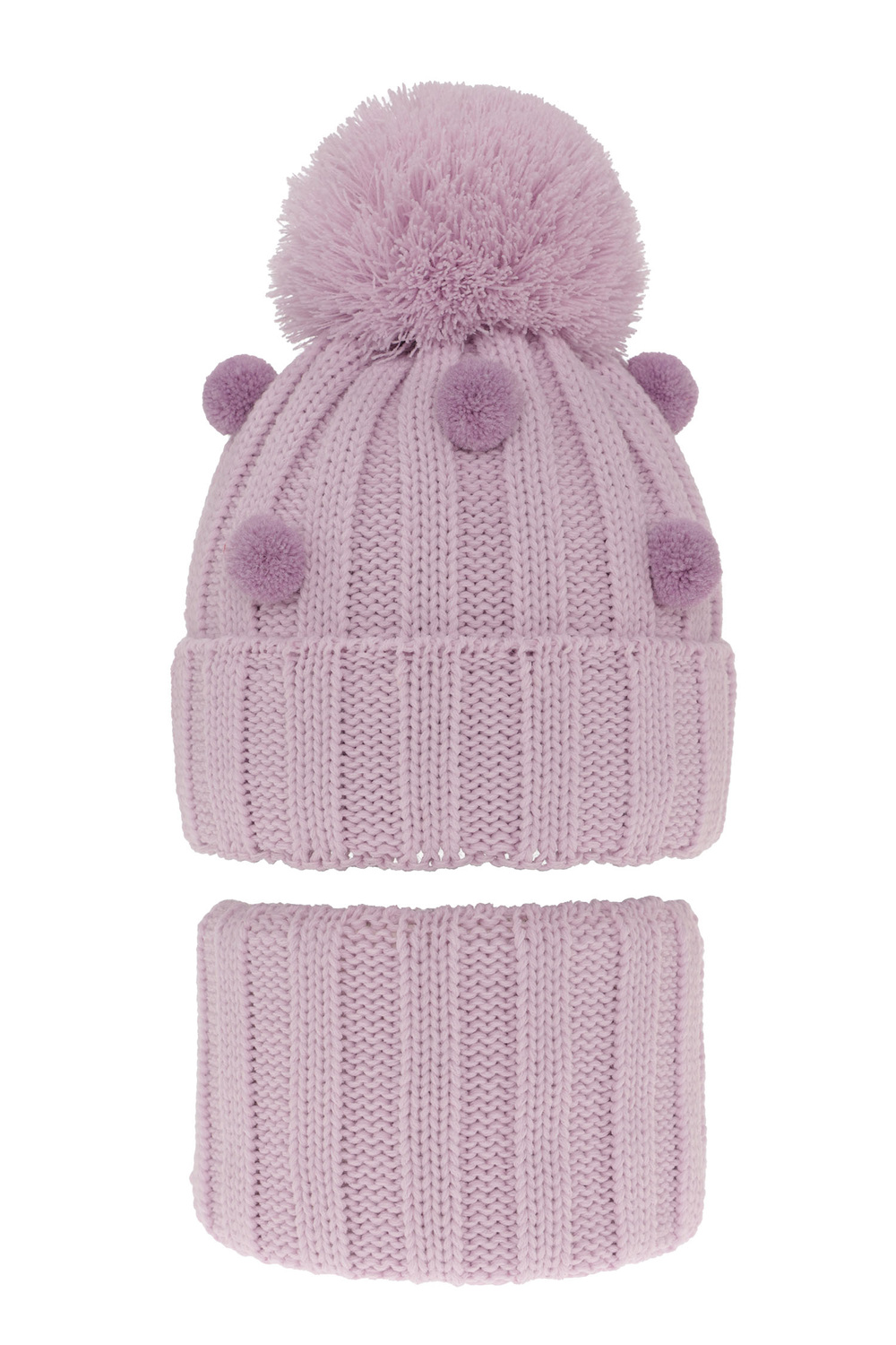 Flicka vinter set: mössa och tubhalsduk, lila, med pompom, Hekate