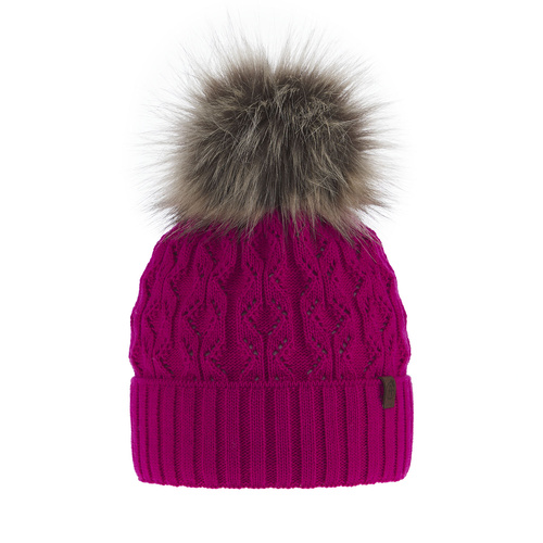 Dam vintermössa, rosa, med pompom, Katty