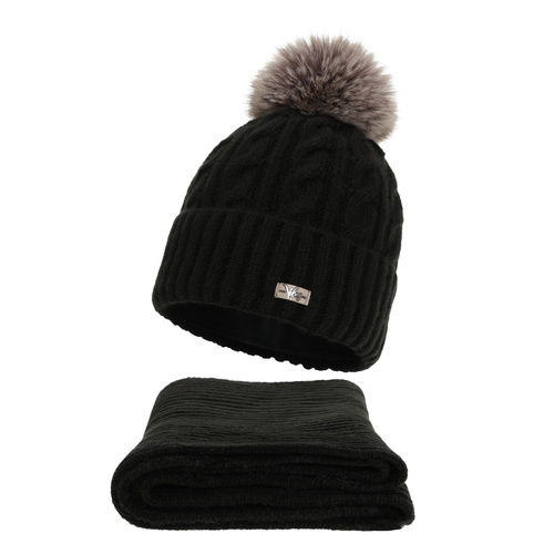 Dam vinter set: mössa och halsduk, svart, Lunetta