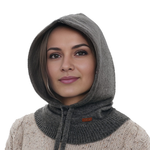 Dam vinter balaclava, grå, med ull, Elizabeth