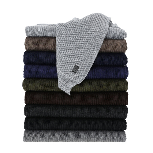 Herr vinter halsduk, marinblå, med merinull Algor