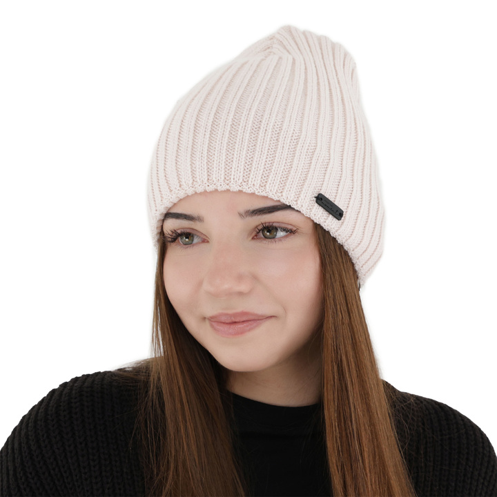 Dam vintermössa, ljusrosa, med merinull, Soletta