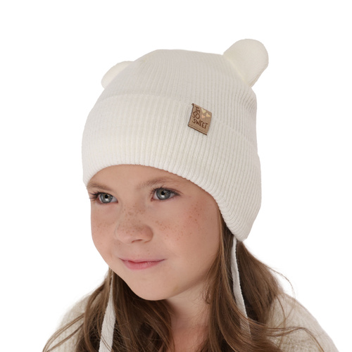 Flicka höst/vår mössa, beige, med knytband, Noemi