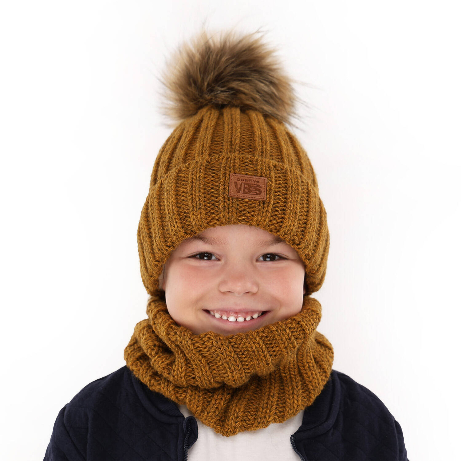 Pojke vinter set: mössa och halsduk, grå, med pompom, Remes