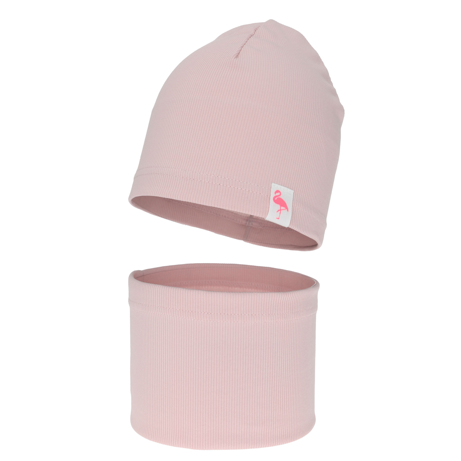 Flicka höst/vår set: mössa och tubhalsduk, i bomull, rosa, Rumilla