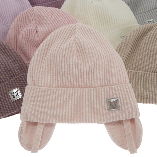 Flicka höst/vår mössa, beige, med knytband, Amaya